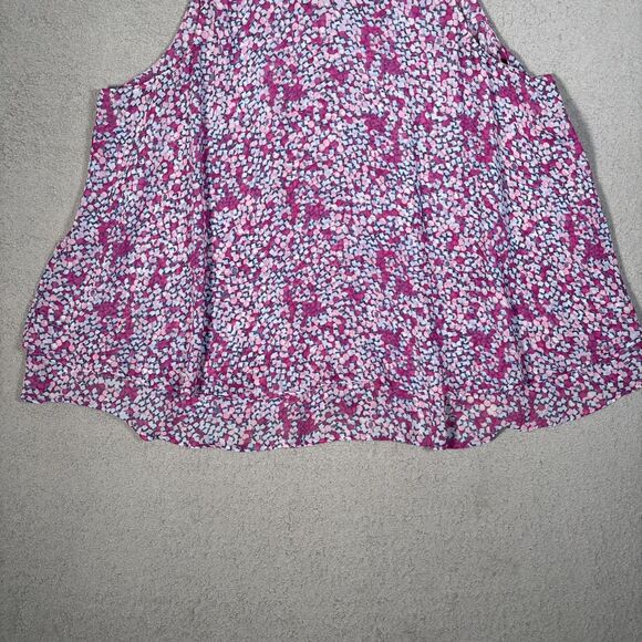 Lane Bryant Women’s Plus Size 26 Tank Top Layered Semi Sheer Purple Pink Flowers - Picture 3 of 11